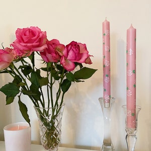 Rose Candle, Mother&#39;s Day Gift, Mother&#39;s Day Candle, Handpainted Candles, Cottagecore Decor, Flower Candle, Wedding Table Decor