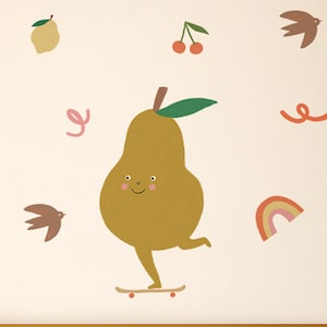 Pear Wall Decal – Fabric Peel & Stick Wall Sticker Set for Kids&#39; Rooms