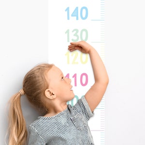 Pastel hoogtemeter muursticker | Groeigrafiek Sticker | PVC-vrij, geen geur | Herbruikbare Peel & Stick stoffen muursticker