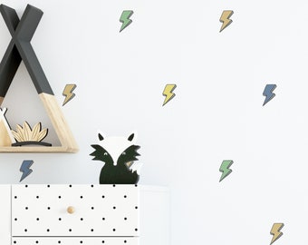 Lightning Bolt Wall Stickers for Kids' Bedroom, Nursery, Playroom | PVC-Free, No Odour | Repositionable Peel and Stick Fabric Wall Decal