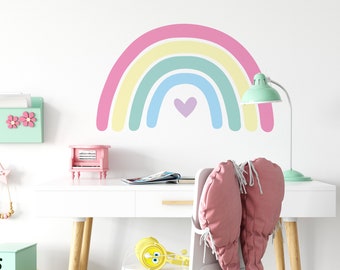 Large Rainbow Wall Sticker for Kids’ Bedroom, Nursery, Playroom | PVC-Free, No Odour | Repositionable Peel and Stick Fabric Wall Decal
