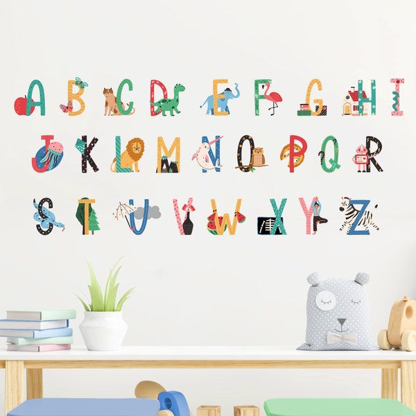 Alphabet Wall Decals Etsy