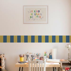 Borde de papel pintado a rayas - Recorte de pared autoadhesivo y extraíble para habitaciones infantiles y guarderías