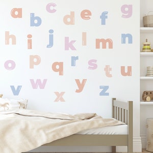 Pegatinas de pared del alfabeto para niñas / Calcomanía de pared ABC de afirmaciones positivas / Decoración educativa Peel & Stick para dormitorio de niños, sala de juegos, guardería
