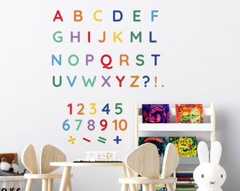 Alphabet and Number Wall Stickers Rainbow Alphabet Wall Decals ABC Wall  Decals PVC Free, No Odour Reusable Peel & Stick Fabric Decal 