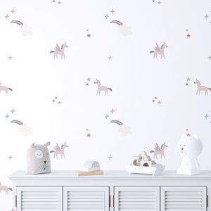 Unicorn Wall Decals | Girls Wall Stickers | Girl Bedroom Wall Stickers | PVC Free, No Odour | Repositionable Fabric Wall Stickers