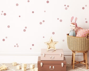 120 Dusty Rose Polka Dot Wall Stickers | Pink Spot Wall Decals | Pink Boho Wall Decal | PVC Free, No Odour | Peel & Stick Fabric Wall Decal