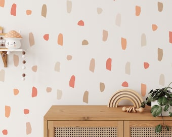 Brush Stroke Wall Decal | Peach Paint Daub Wall Stickers | Earth Tone Paint Smudges Mural | Peel & Stick Bedroom, Playroom, Nursery Decor