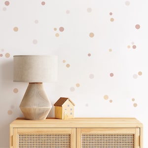 Earthy Tone Polka Dot Wall Stickers | Desert Palette Boho Wall Decal | Neutral Kids Room Decals | PVC Free, No Odour | Reusable Fabric Decal