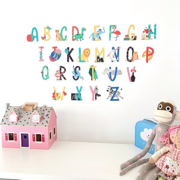 Alphabet Wall Decal Etsy