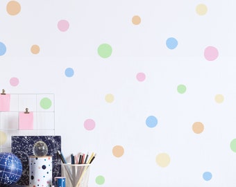 Polka Dot Wall Decal | Danish Pastel Polka Dot Wall Stickers | Dopamine Decor | PVC-Free, No Odour | Removable Fabric Peel & Stick Mural