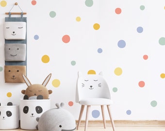 Large Polka Dot Wall Decals | Wall Decal for Kid Bedroom, Playroom, Nursery | PVC-Free, No Odour | Peel and Stick Fabric Wall Stickers