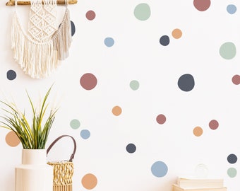 125 Boho Polka Dot muurstickers voor kinderkamer, kinderkamer, speelkamer | PVC-vrij, geen geur | Herbruikbare Peel en Stick Fabric Wall Decal