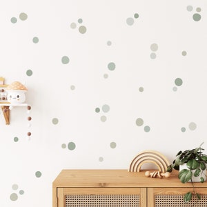 Sage Green Polka Dot Wall Decal | Green Polka Dot Wall Stickers for Kids | PVC Free, No Odour | Repositionable Peel & Stick Fabric Decals