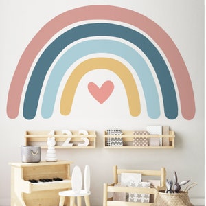 Large Rainbow Wall Sticker for Kids’ Bedroom, Nursery, Playroom | PVC-Free, No Odour | Repositionable Peel & Stick Fabric Wall Decal