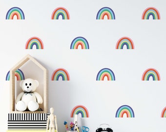 Bright Rainbow Wall Decals for Kids’ Bedroom, Nursery, Playroom | PVC-Free, No Odour | Repositionable Peel & Stick Fabric Wall Stickers