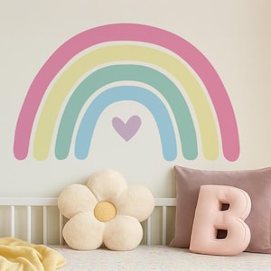 Großer Regenbogen Wandsticker für Kinderzimmer, Spielzimmer | PVC-frei, geruchsneutral | Repositionierbarer Peel and Stick Stoff-Wandaufkleber