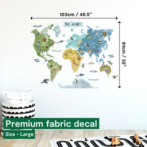 Animal World Map Wall Sticker for Kids' Bedroom, Nursery, Playroom ...