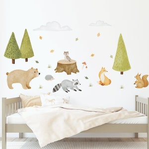 Woodland Animal Wall Stickers | Forest Wall Decal for Nursery, Playroom, Kids Bedroom | PVC-Free, No Odour | Reusable Fabric Decal