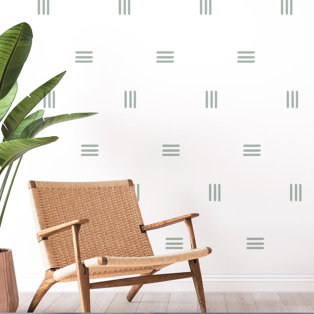 Sage Green Stripe Wall Decal Line Wall Stickers for Kids Bedroom