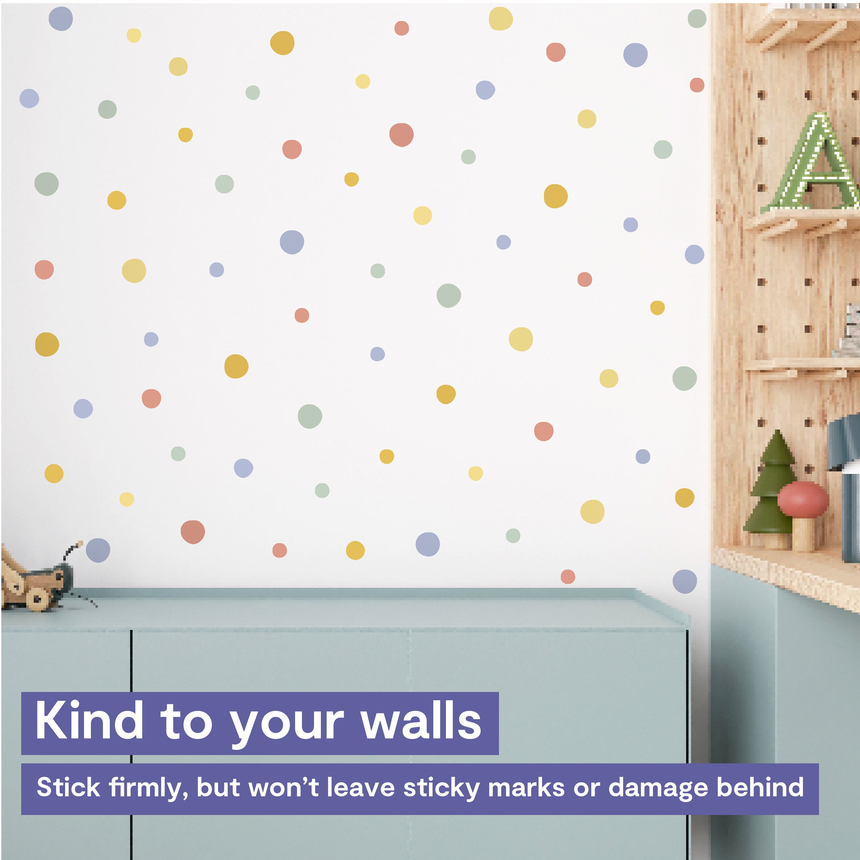Rainbow Polka Dot Wall Decal | Pastel Dot Wall Stickers | Neutral Kids ...