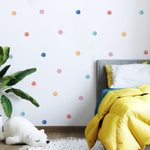 Watercolor Polka Dot Wall Decals | Hand Drawn Polka Dot Decals for Kids Bedroom, Nursery, Playroom | PVC-Free, No Odour