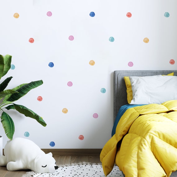 Colorful Watercolor Polka Dot Wall Stickers - Removable Decals For Nursery, Kids Room, Classroom - View #11