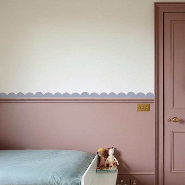 Scalloped Edge Wallpaper Border - Removable Peel & Stick Scallop Wall Border for Kids Rooms