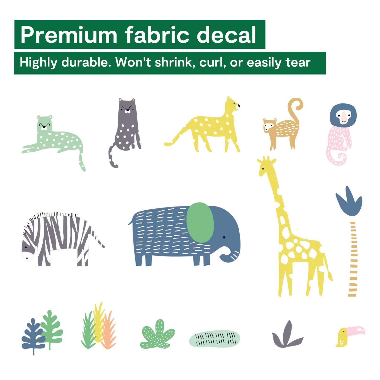 Safari Nursery Wall Stickers Safari Animal Wall Decals Etsy UK