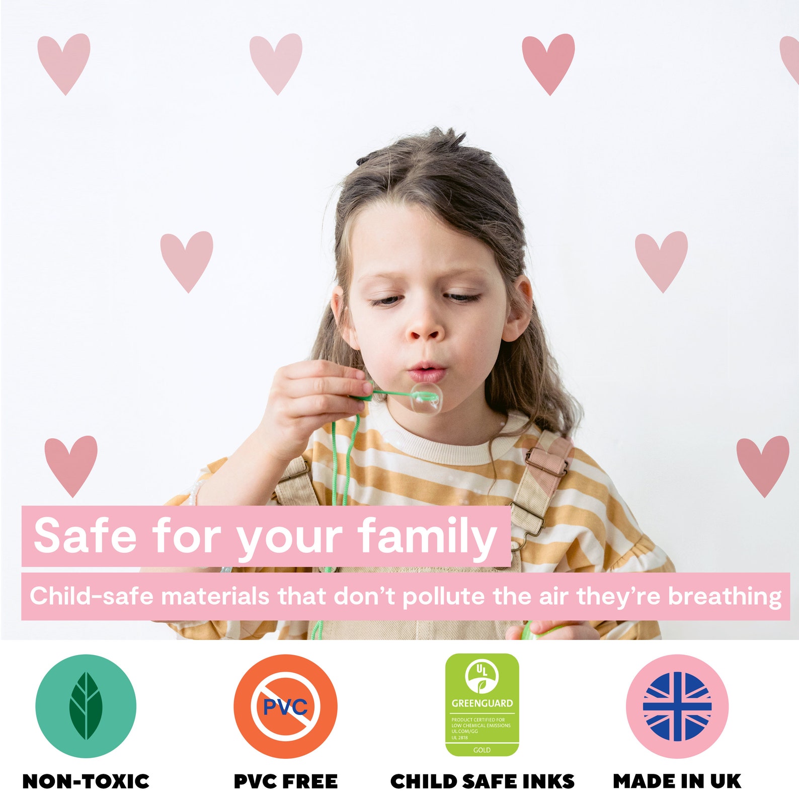 Pink Heart Wall Stickers Heart Wall Decals Girl Bedroom Etsy