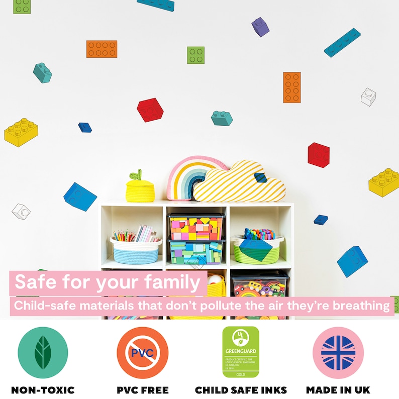 Building Blocks Wall Decal – Fabric Peel and Stick Wall Stickers for ...