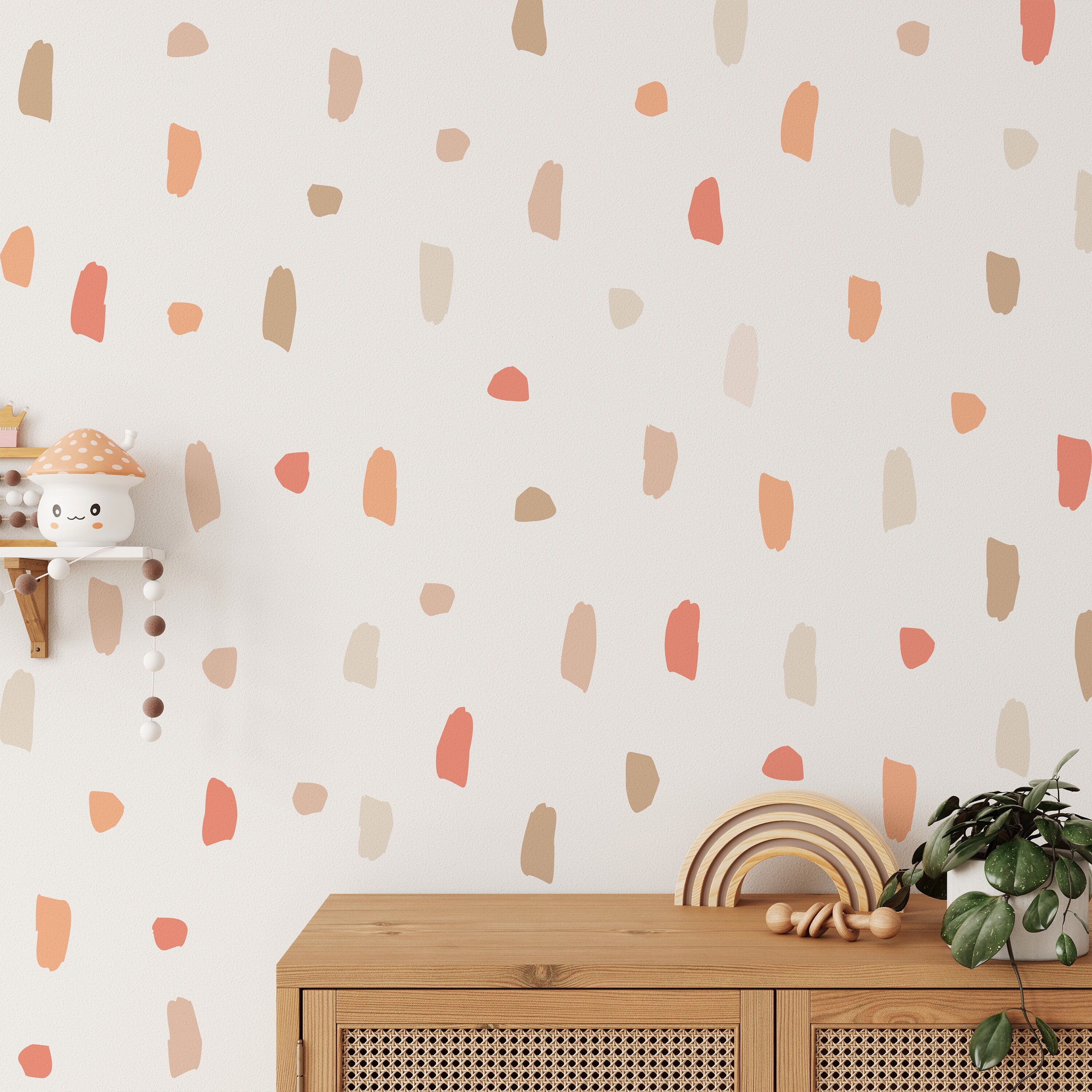 Brush Stroke Wall Decal | Peach Paint Daub Wall Stickers | Earth Tone Paint Smudges Mural | Peel & Stick Bedroom, Playroom, Nursery Decor