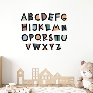 Kids Alphabet Wall Stickers | ABC Wall Decal | Letter Learning Peel and Stick Mural | Educational Wall Art for Playroom, Nursery, Bedroom