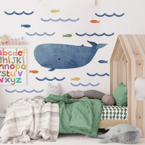 Under the Sea Wall Stickers | Ocean Wall Decal for Kids | Ocean Theme Nursery, Playroom, Bedroom Decor | Fabric Peel & Stick Sea Life Decals