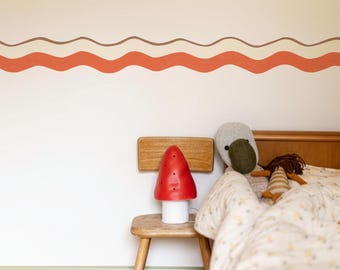 Borde de pared de rayas onduladas: moldura de pared autoadhesiva y extraíble para habitaciones infantiles y guarderías.