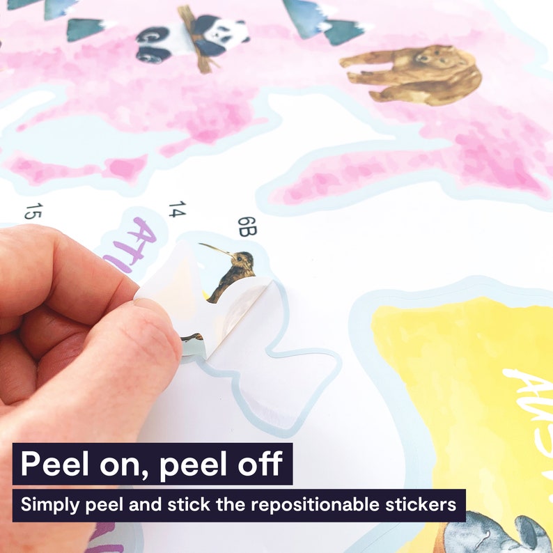 Animal World Map Wall Sticker for Kids' Bedroom Nursery Etsy UK