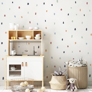 Irregular Polka Dot Wall Stickers | Dalmatian Dot Wall Decal | Boho Smudge Wall Stickers for Kids Bedroom, Nursery, Playroom
