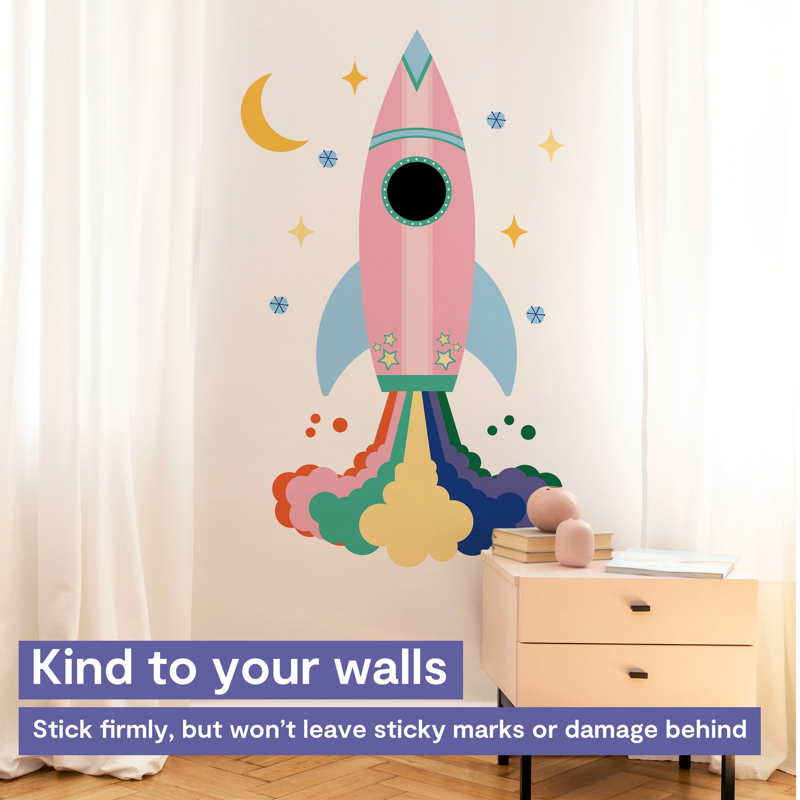 Rocket Ship Decal Rocket Wall Sticker Space Wall Stickers Etsy