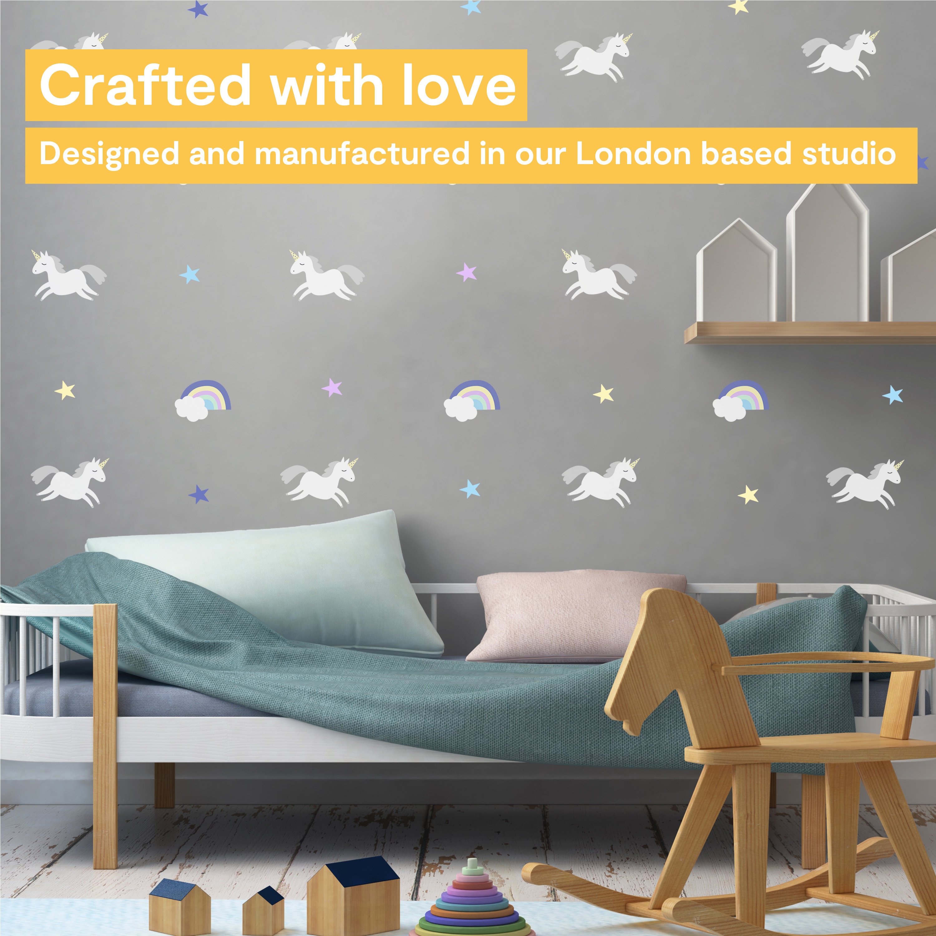 Adesivi Murali Unicorno Per Cameretta Bambini | Decorazione Colorata E Rimovibile | Con Arcobaleno, Stelle E Farfalle - Foto 4