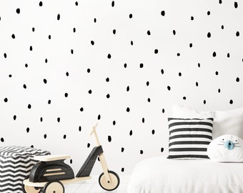 Dalmatian Wall Decals | Irregular Black Dot Wall Decals for Kids Bedroom, Nursery, Playroom | PVC Free, No Odor | Peel & Stick Fabric Decals