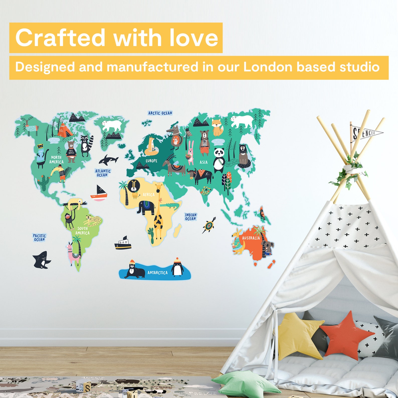 Nursery World Map Wall Decal Nursery Map Decal World Map Etsy UK