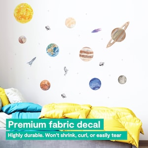 Watercolour Solar System Wall Stickers Space Wall Stickers for Kids Planet Wall Decals PVC Free, No Odour Reusable Fabric Wall Decal image 4