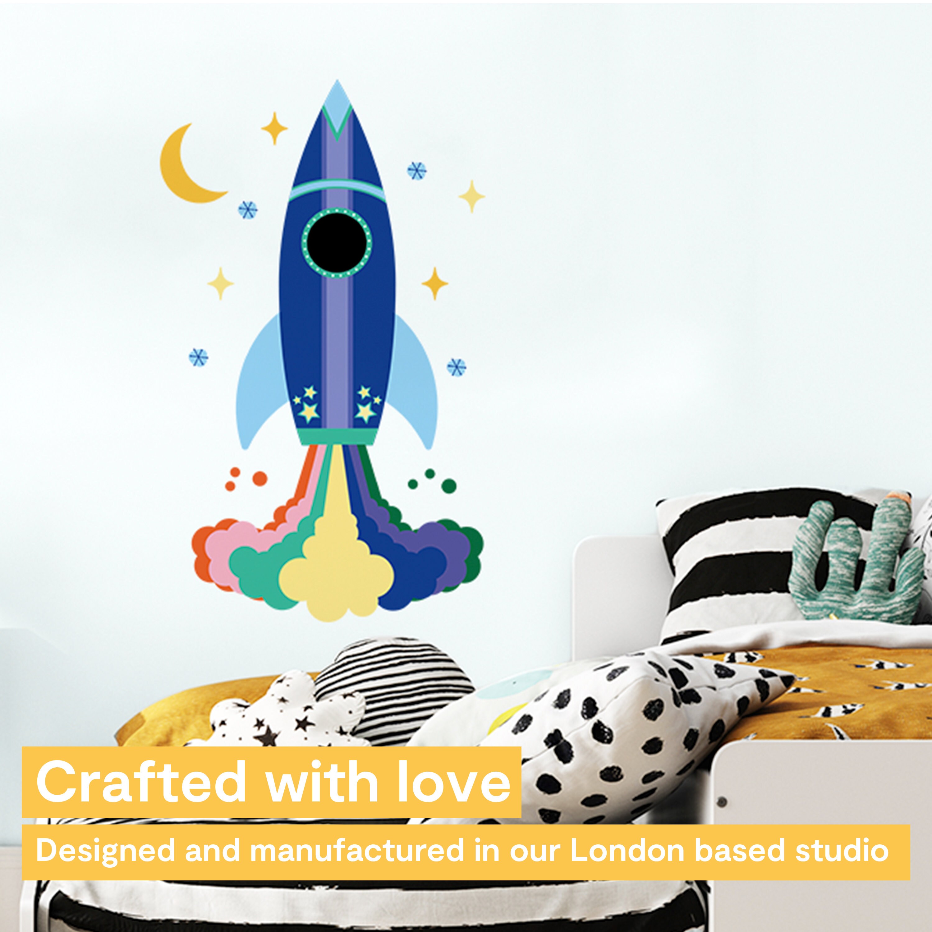 Rocket Ship Decal Rocket Wall Sticker Space Wall Stickers Etsy