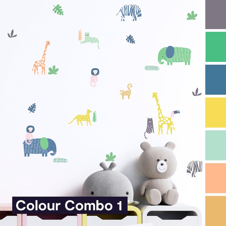 Safari Nursery Wall Stickers Safari Animal Wall Decals Etsy UK