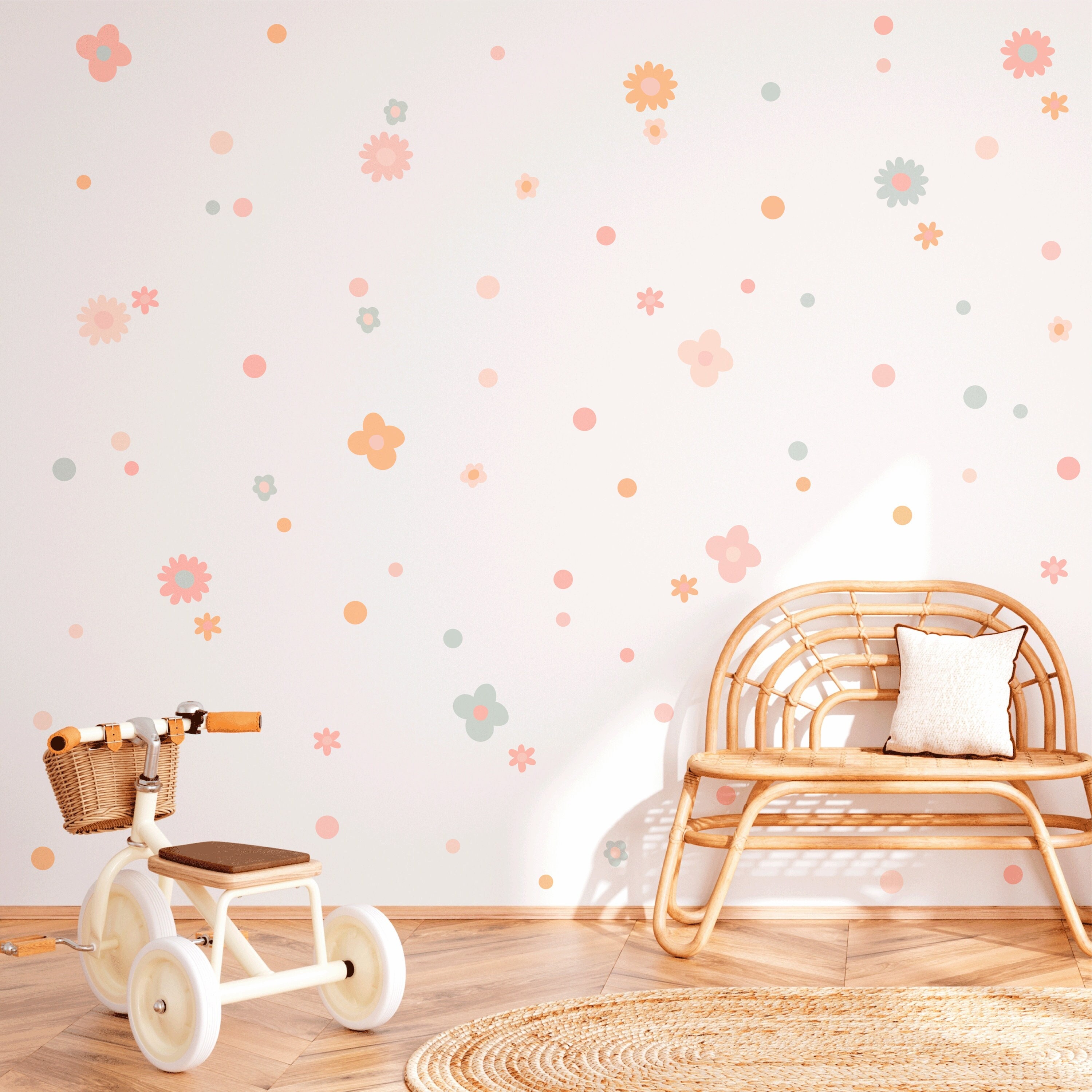 Floral Wall Decals, Flower Decals, Nursery Wall Decals, Flower Wall Stickers,  Pink Girls Wall Decals, Wall Stickers, Wall Murals, Nursery 