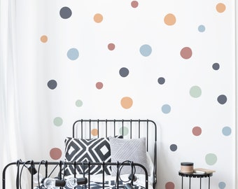 Large Boho Polka Dot Wall Stickers | Boho Wall Stickers for Girls Bedroom | PVC Free, No Odour | Repositionable Fabric Wall Decals