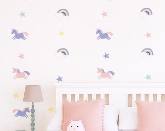 Muurstickers Eenhoorn Rainbow Star, plakband, decoratie kinderkamer