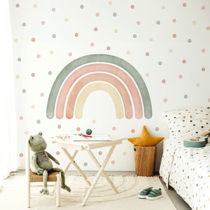Boho Rainbow Wall Sticker – Fabric Peel and Stick Decal for Nursery, Kids Room and Playroom