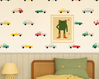 Cars and Trucks Wall Stickers for Kids' Bedroom, Nursery, Playroom | PVC-Free, No Odour | Repositionable Peel and Stick Fabric Wall Decal
