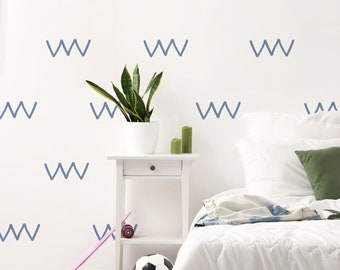 Blue Zig Zag Wall Stickers for Kids’ Bedroom, Nursery, Playroom | PVC-Free, No Odour | Reusable Peel and Stick Fabric Wall Decal